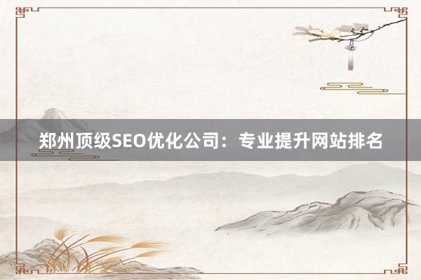 郑州顶级SEO优化公司：专业提升网站排名
